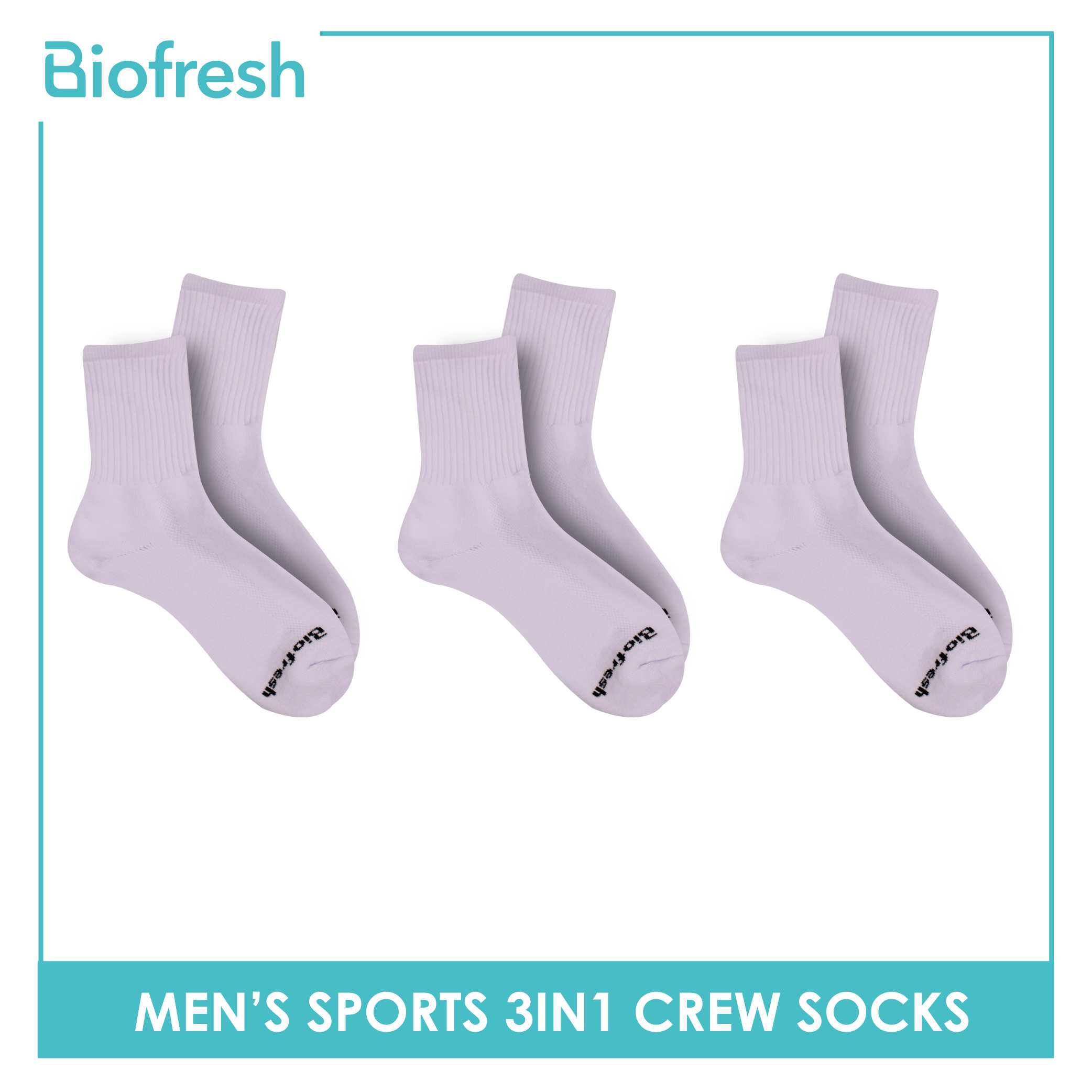Biofresh Men's OVERRUNS Antimicrobial Thick Sports Socks 3 pairs in a pack BMRGCO1 (6671313502313)