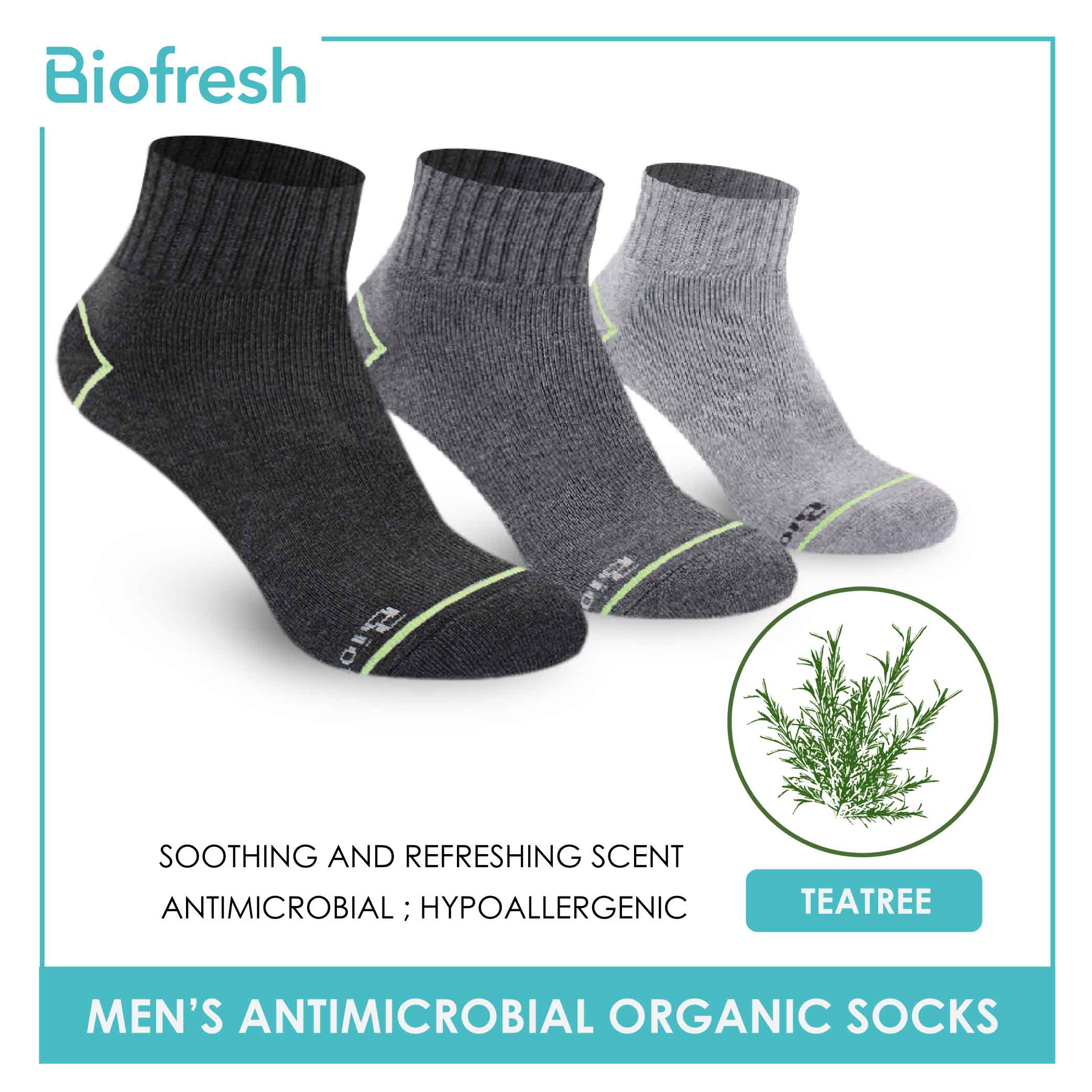 Biofresh Men’s Organic Scent Cotton Ankle Thick Sports Socks 3 pairs in a pack RMSG1102 (6655716556905)