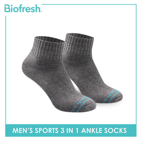 Biofresh Men’s Antimicrobial Thick Sports Ankle Socks 3 pairs in a pack RMSG2106