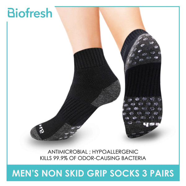 Biofresh Men's Antimicrobial Non Skid Grip AnkleSocks 3 pairs in a pack RMSKG26 (6629488656489)