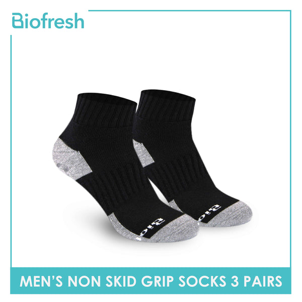 Biofresh Men's Antimicrobial Non Skid Grip AnkleSocks 3 pairs in a pack RMSKG26 (6629488656489)