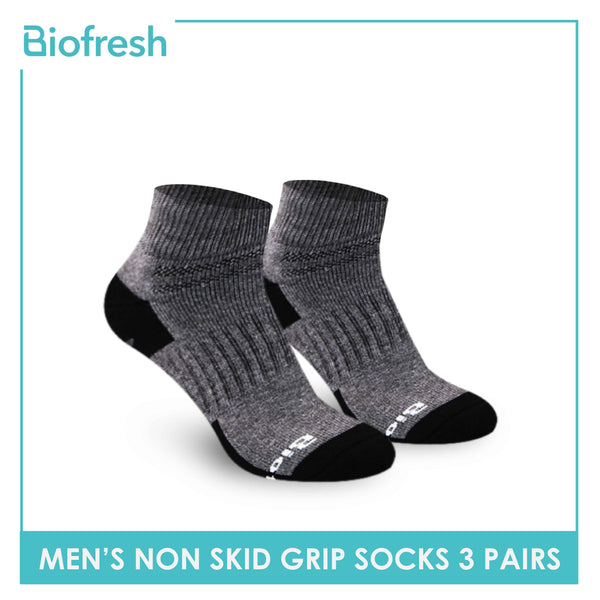 Biofresh Men's Antimicrobial Non Skid Grip Ankle Socks 3 pairs in a pack RMSKG27 (6629489082473)