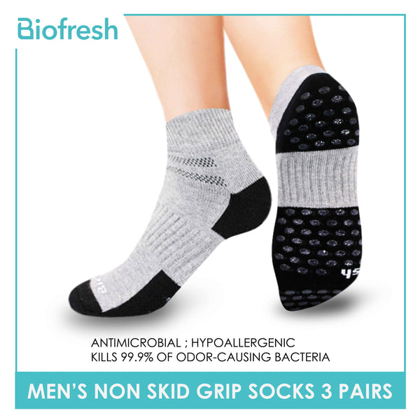 Biofresh Men's Antimicrobial Non Skid Grip Ankle Socks 3 pairs in a pack RMSKG27 (6629489082473)