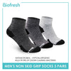 Biofresh Men's Antimicrobial Non Skid Grip Ankle Socks 3 pairs in a pack RMSKG27
