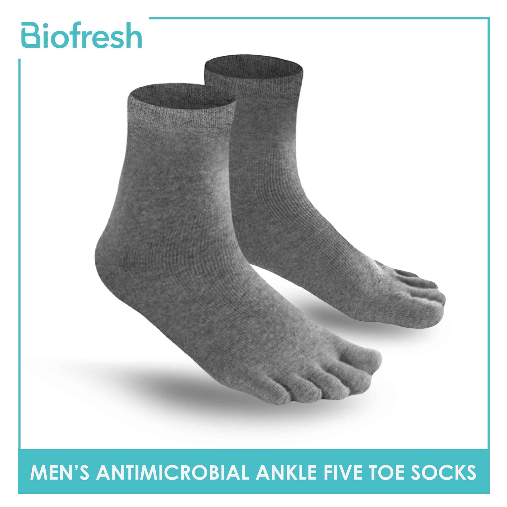 Biofresh Men's Antimicrobial Five Toe Ankle Sports Socks 1 pair RMTS4 (6617262948457)