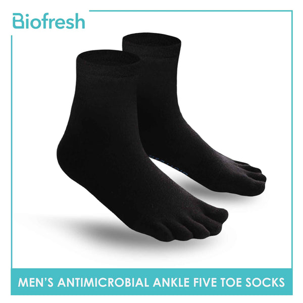 Biofresh Men's Antimicrobial Five Toe Ankle Sports Socks 1 pair RMTS4 (6617262948457)
