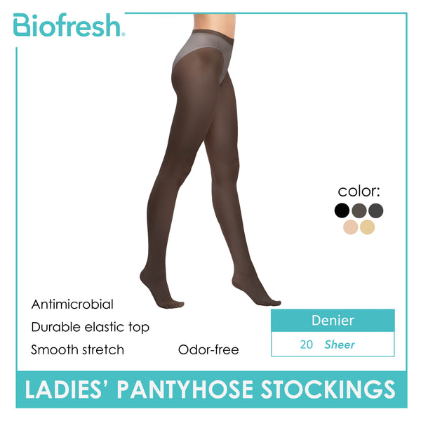 Biofresh Ladies’ Antimicrobial Light Support Smooth Stretch Pantyhose Stockings 20 Denier 1 pair RSPN20