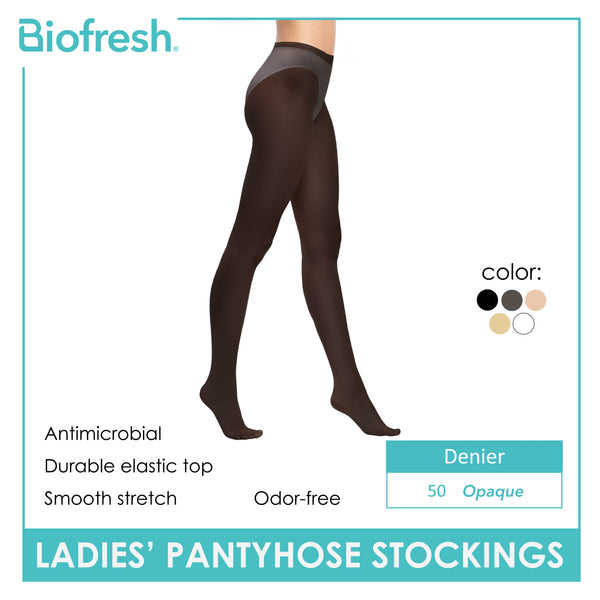 Biofresh Ladies’ Antimicrobial Full Support Smooth Stretch Pantyhose Stockings 50 Denier 1 pair RSPN50