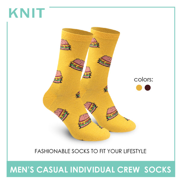 Knit Men's Burger Cotton Crew Lite Casual Socks 1 Pair KMC2201