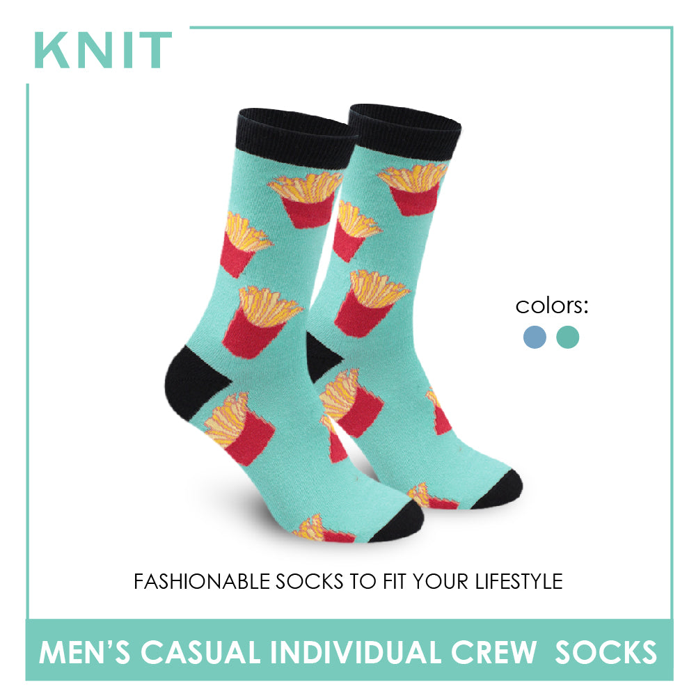 Knit Men's French Fries Cotton Light Performance Crew Socks 1 Pair KMC2202