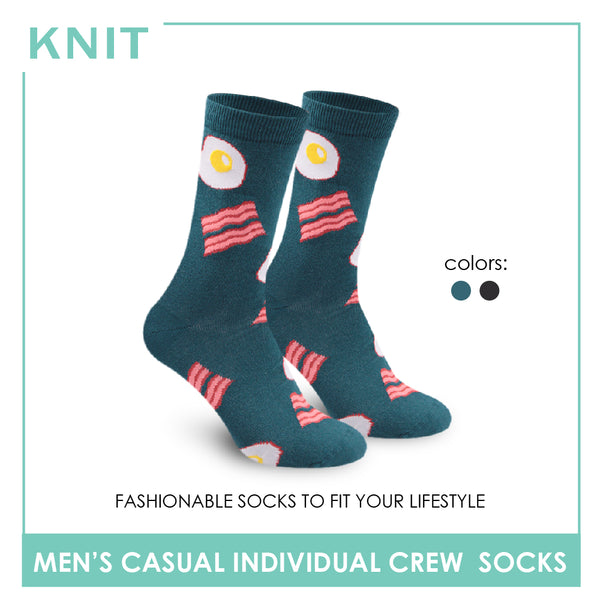 Knit Men's Bacon and Egg Cotton Crew Lite Casual Socks 1 Pair KMC2204
