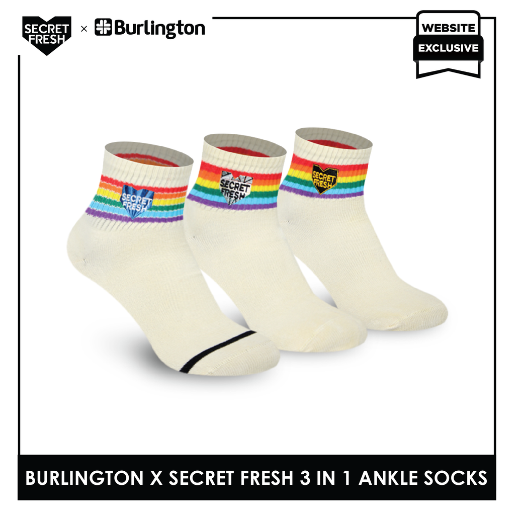 Burlington SFBMCEG1101 Mens' Cotton Lite Casual Ankle socks X Secret Fresh Pack of 3 (6600155168873)