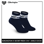 Burlington SFBMCEG1103 Mens' Cotton Lite Casual Ankle socks X Secret Fresh Pack of 3 (6600157397097)
