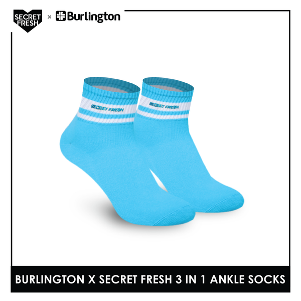 Burlington SFBMCEG1103 Mens' Cotton Lite Casual Ankle socks X Secret Fresh Pack of 3 (6600157397097)
