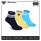 Burlington SFBMCEG1103 Mens' Cotton Lite Casual Ankle socks X Secret Fresh Pack of 3 (6600157397097)