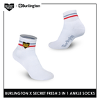 Burlington SFBMCEG1104 Mens' Cotton Lite Casual Ankle socks X Secret Fresh Pack of 3 (6600158117993)