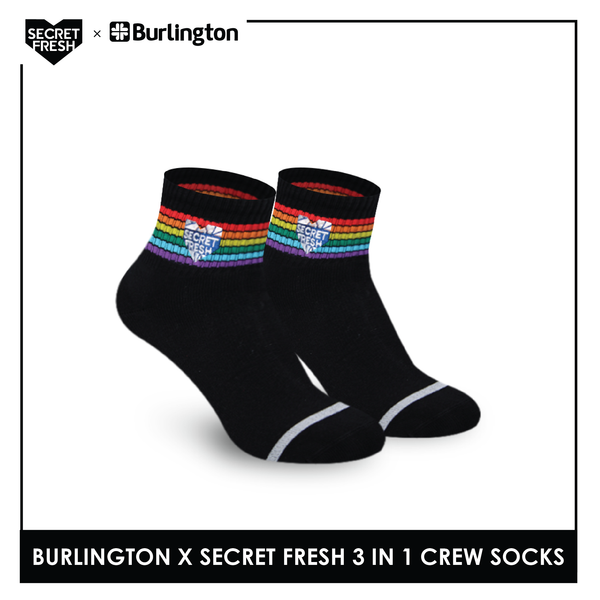 Burlington SFBMCEG1107 Mens' Cotton Lite Casual Ankle socks X Secret Fresh Pack of 3 (6600164638825)
