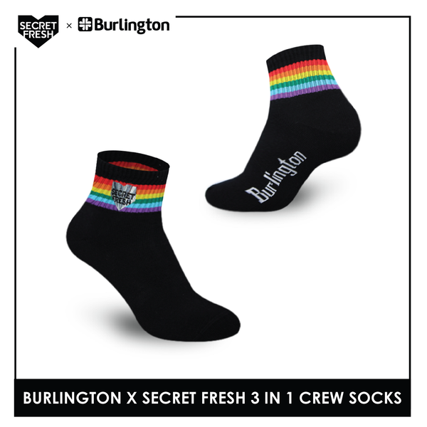 Burlington SFBMCEG1107 Mens' Cotton Lite Casual Ankle socks X Secret Fresh Pack of 3 (6600164638825)