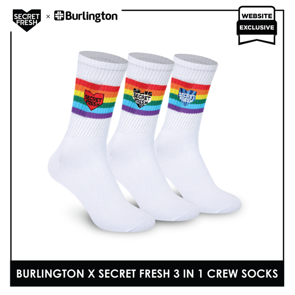 Burlington SFBMCEG1108 Mens' Cotton Lite Casual Crew socks X Secret Fresh Pack of 3 (6600165195881)