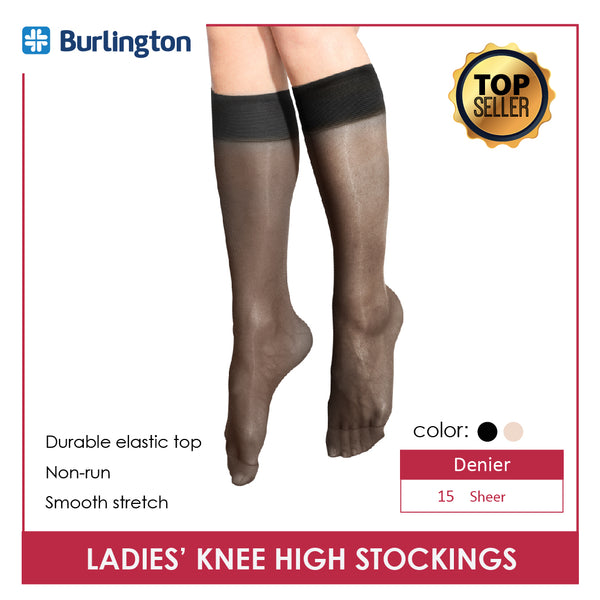Burlington Ladies' 15 Denier Light Support Knee High stockings 3 pairs in 1 pack BSKHG20
