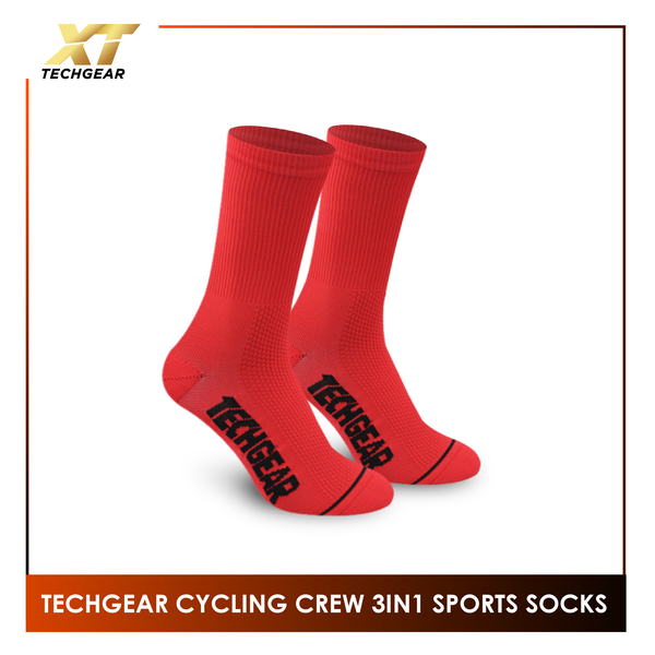 Burlington Men's Techgear Tread Cycling Thick Sports Crew Socks 3 pairs in a pack TGMBG1403