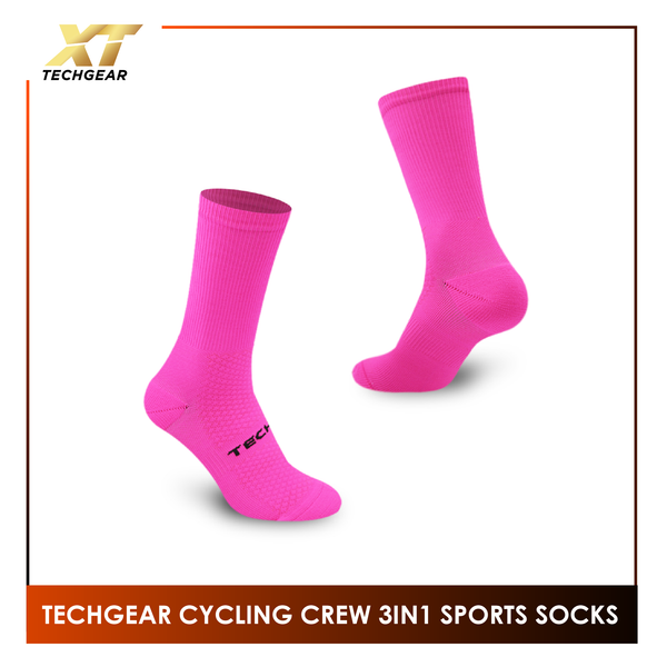 Burlington Men's Techgear Tread Cycling Thick Sports Crew Socks 3 pairs in a pack TGMBG1402
