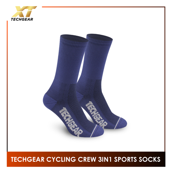 Burlington Men's Techgear Tread Cycling Thick Sports Crew Socks 3 pairs in a pack TGMBG1403