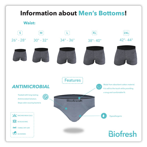 Biofresh Men's Antimicrobial Cotton Boxer Brief 3 pieces in a pack UMBBG12
