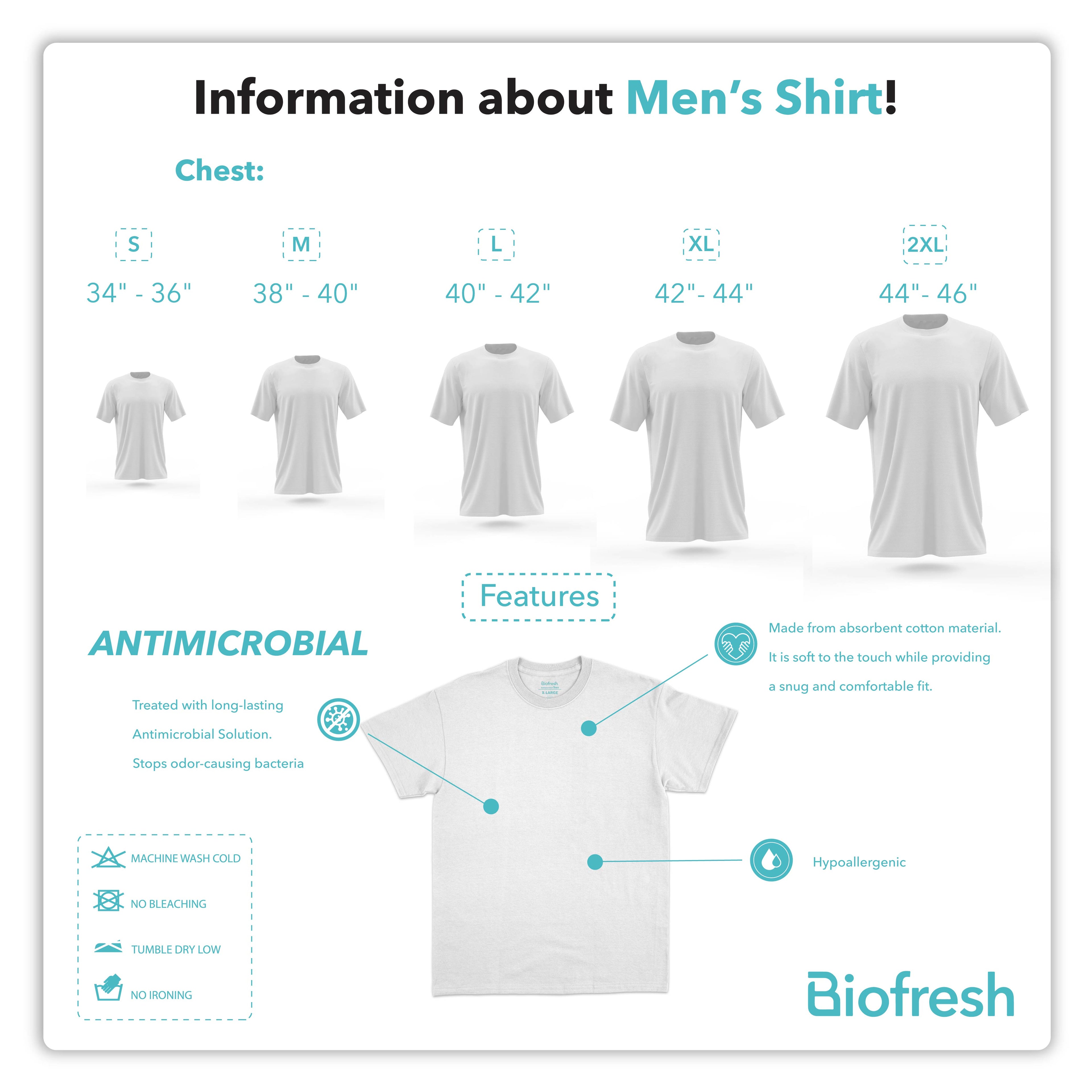 Biofresh Men's Antimicrobial Camisa De Chino Short Sleeves UMSC1