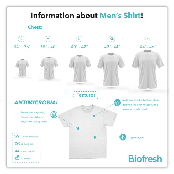 Biofresh Men's Antimicrobial V-Neck Shirt Sweat Absorbent Tee RMUSV04