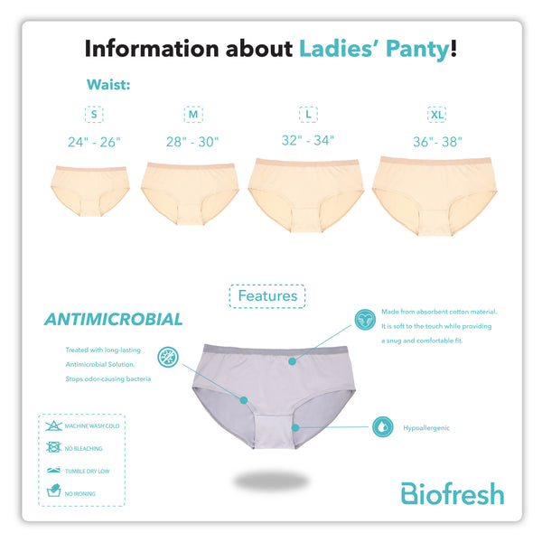 Biofresh Ladies' Antimicrobial Cotton Bikini Panty 3 pieces in a pack ULPKG29