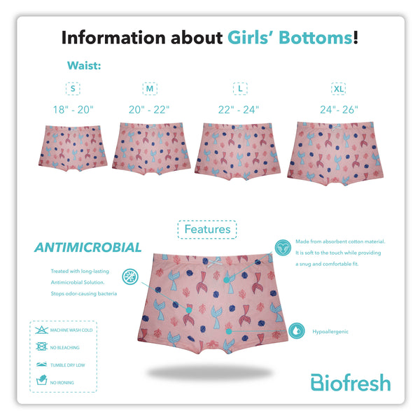 Biofresh Girls' Antimicrobial Boyleg Shorts 3 pieces in a pack UGPBG2301
