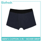 Biofresh Men's Antimicrobial Cotton Boxer Brief 3 pieces in a pack UMBBG12