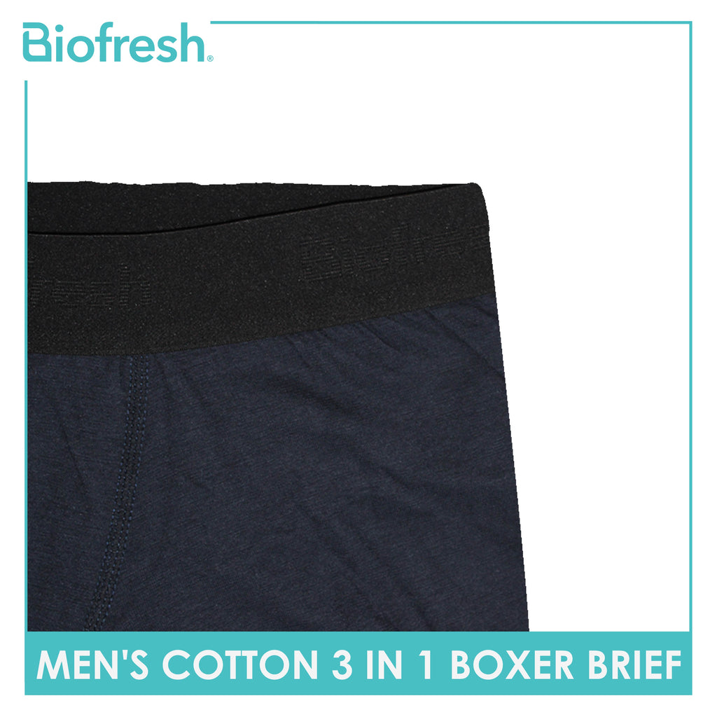 Biofresh Men's Antimicrobial Cotton Boxer Brief 3 pieces in a pack UMBBG12