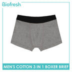 Biofresh Men's Antimicrobial Cotton Boxer Brief 3 pieces in a pack UMBBG12