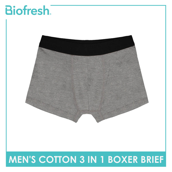 Biofresh Men's Antimicrobial Cotton Boxer Brief 3 pieces in a pack UMBBG12