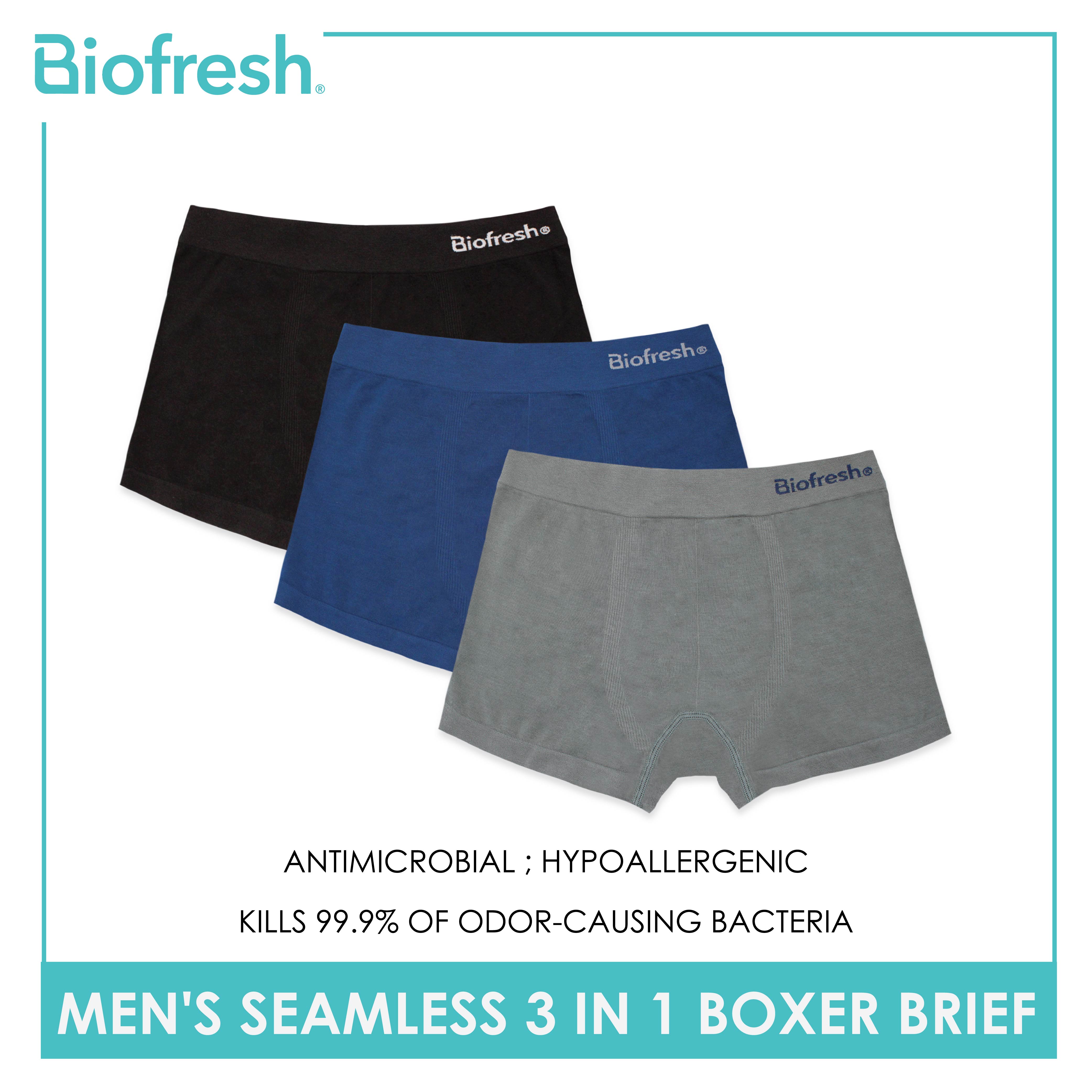 Biofresh UMBBG10 Men's Antimicrobial Seamless Boxer Brief 3 pieces