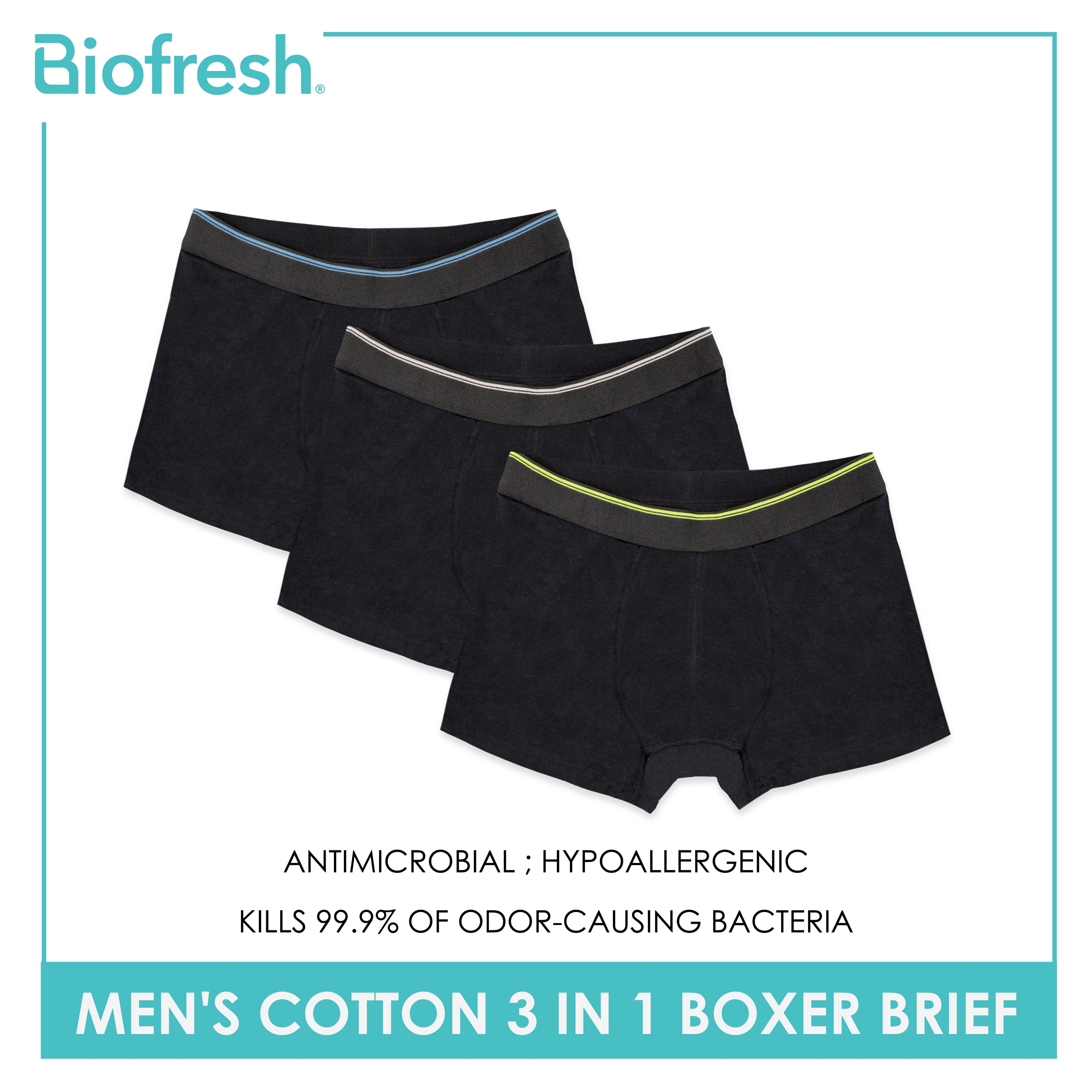 Biofresh Men's Antimicrobial Cotton Boxer Brief 3 pieces in a pack UMBBG9