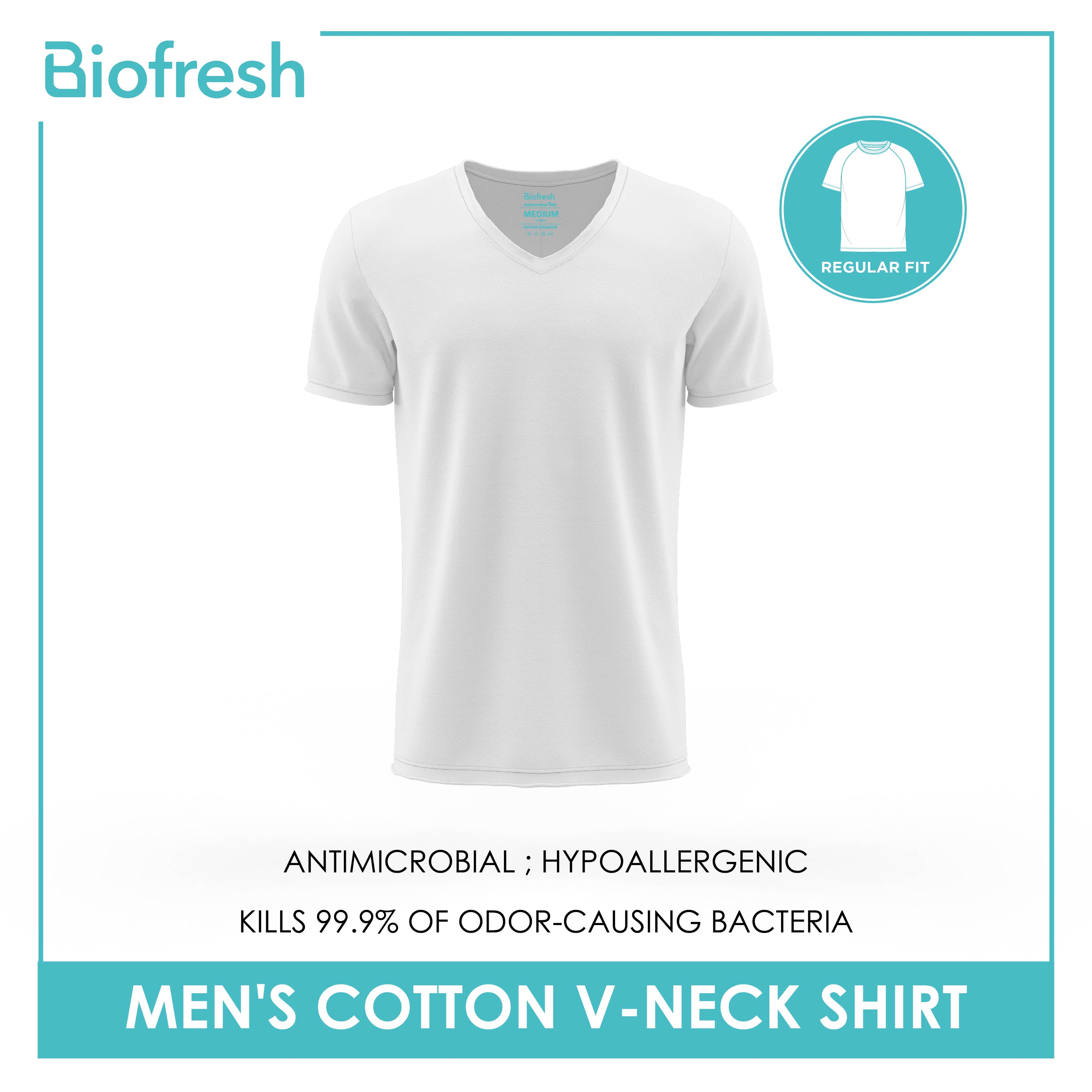 Biofresh Men's Antimicrobial Cotton Classic Regular Fit V-Neck Shirt 1 piece UMSCV1