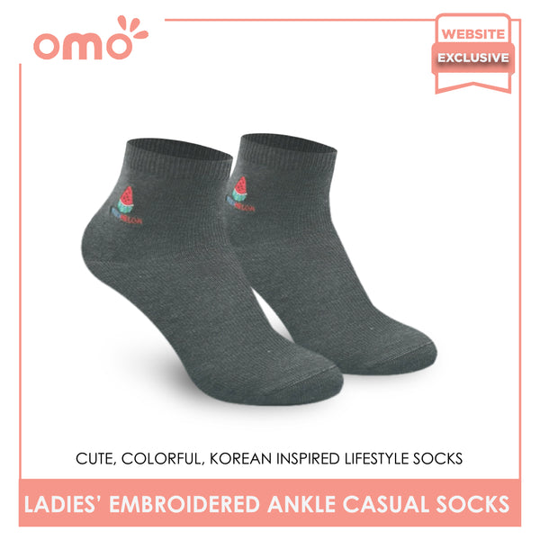 OMO OLCE9201 Ladies Casual Embroided Ankle Socks (4895970164841)