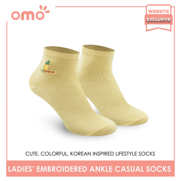 OMO OLCE9202 Ladies' Casual Embroided Ankle Socks (4895977406569)