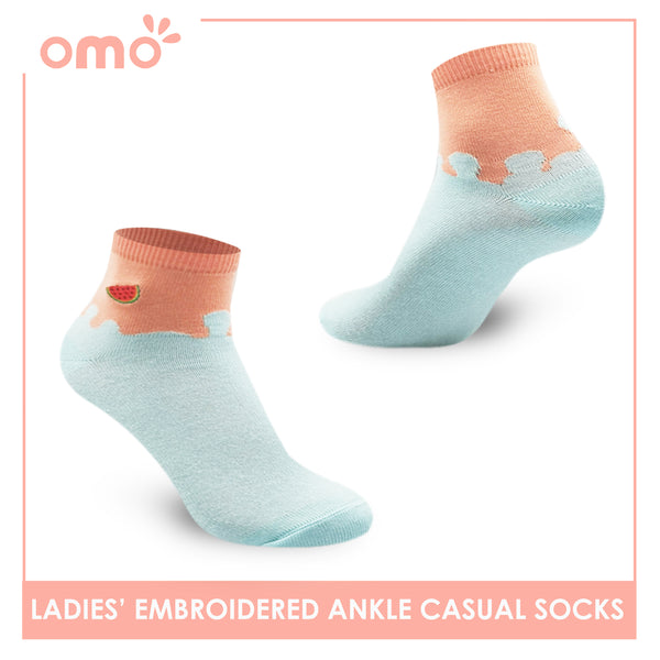 OMO OLCE9207 Ladies' Casual Embroided Ankle Socks (4896020004969)