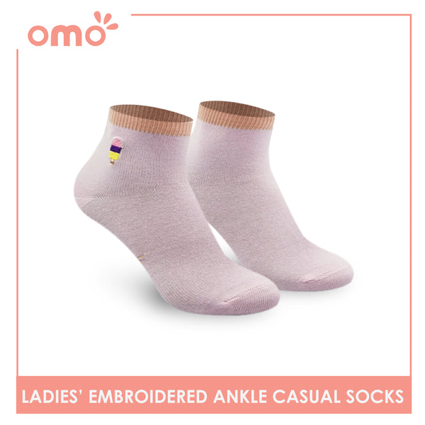 OMO OLCE9205 Ladies' Casual Embroided Ankle Socks (4896014139497)