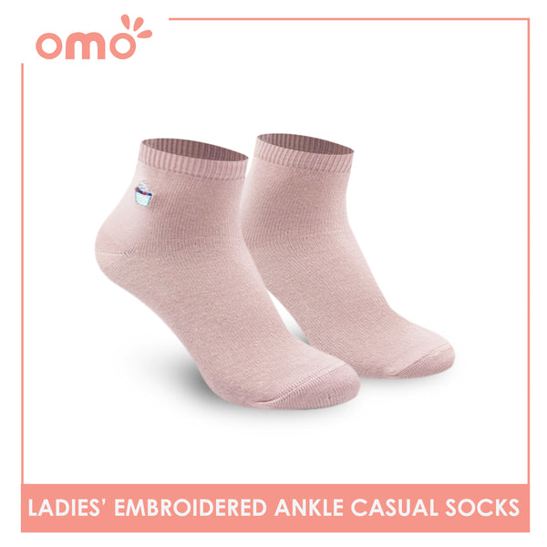 OMO OLCE9204 Ladies Casual Embroided Ankle Socks (4895997329513)