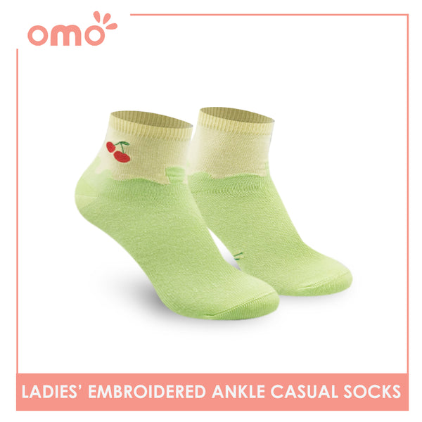 OMO OLCE9207 Ladies' Casual Embroided Ankle Socks (4896020004969)