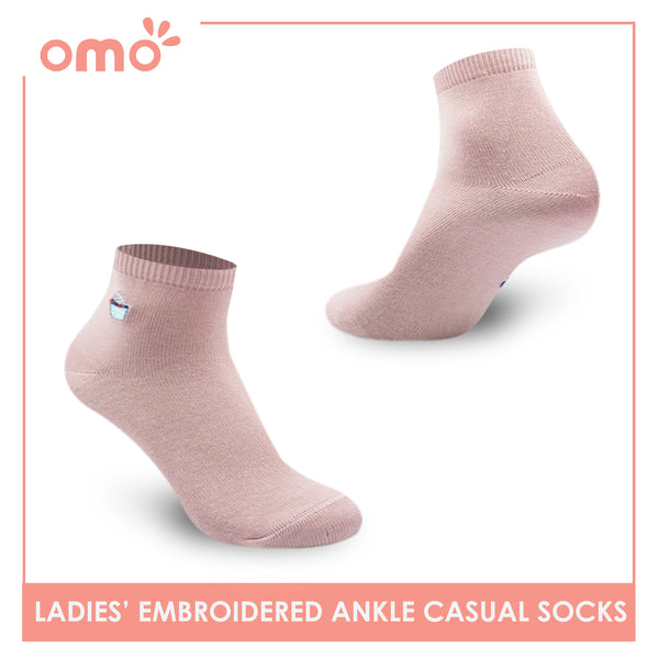OMO OLCE9204 Ladies Casual Embroided Ankle Socks (4895997329513)