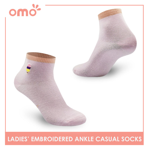 OMO OLCE9205 Ladies' Casual Embroided Ankle Socks (4896014139497)