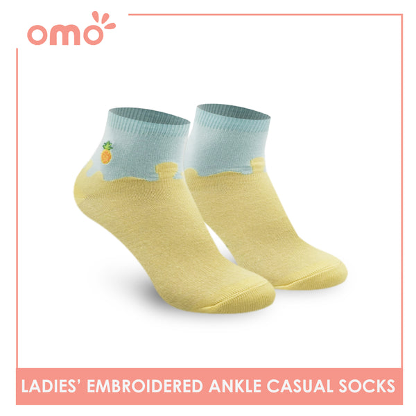 OMO OLCE9207 Ladies' Casual Embroided Ankle Socks (4896020004969)