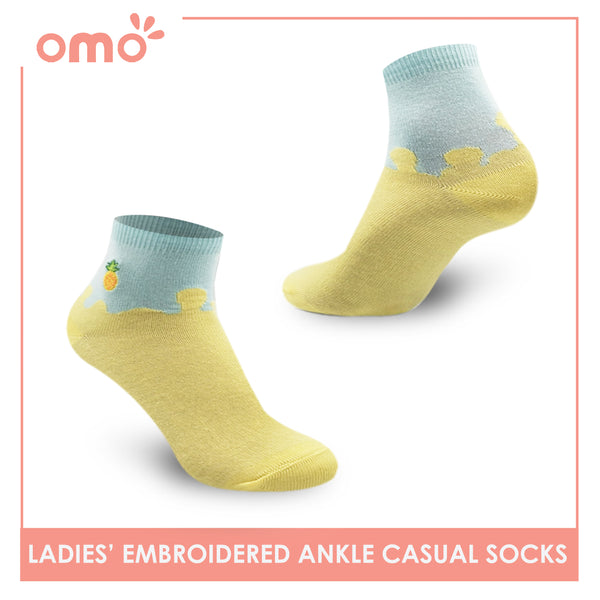 OMO OLCE9207 Ladies' Casual Embroided Ankle Socks (4896020004969)