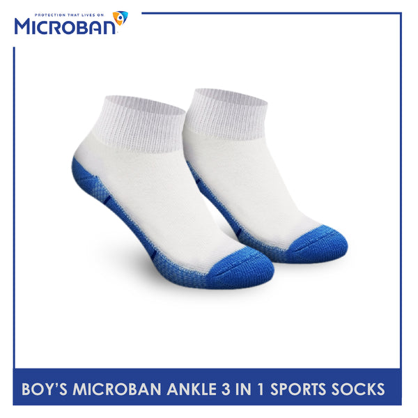 Microban VBSKG9 Boys Children Cotton Ankle Sports Socks 3 pairs in a pack (4802812444777)